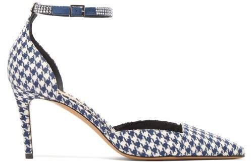 Cindy Houndstooth-print Crystal-embellished Pumps - Womens - Navy White
