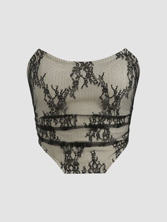 Lace Corset Tube Top - Cider