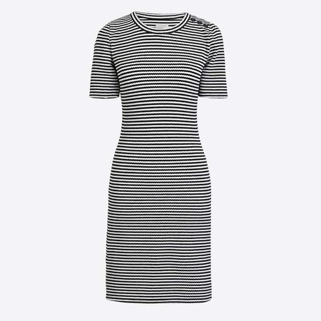 Striped short-sleeve structured knit dress