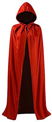 Amazon.com: Black and Red Reversible Halloween Christmas Cloak Masquerade Party Cape Costume (47 inch, With Hood): Toys & Games