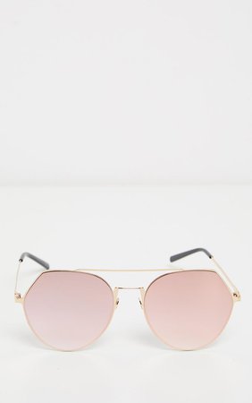 Pink Angled Corner Aviator Sunglasses | PrettyLittleThing USA