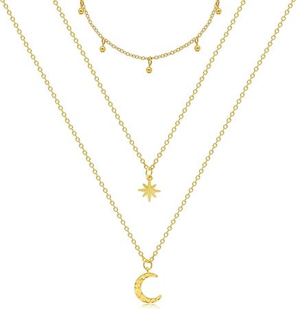 Amazon.com: Moon and Star Necklace for Women Star Necklace Chain Necklace Gold Bell Chain for Women Pendant Necklace Aesthetic Chunky Gold Necklace Trendy Cute Dainty Jewelry: Clothing, Shoes & Jewelry