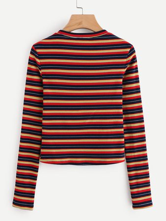 Colorful Striped Ribbed Tee