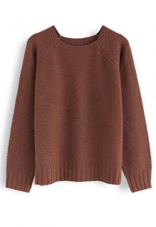 Waffle Knit Sweater in Brown - NEW ARRIVALS - Retro, Indie and Unique Fashion