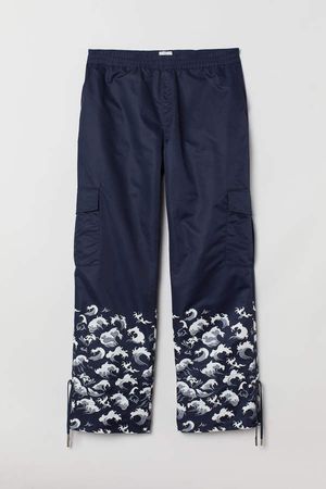 Printed Cargo Pants - Blue