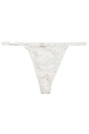 White Lace-trimmed printed organza low-rise thong | Sale up to 70% off | THE OUTNET | MIMI HOLLIDAY by DAMARIS | THE OUTNET