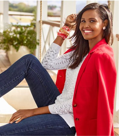 red blazer and jeans - Talbots