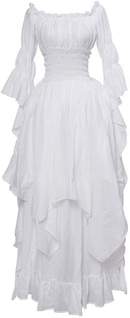 Amazon.com: NSPSTT Victorian Dress Renaissance Costume Women Gothic Witch Dress Medieval Wedding Dress(S/M, White): Clothing