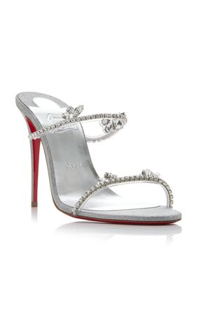 Just Queen 100mm Crystal-Embellished Leather Pvc Sandals By Christian Louboutin | Moda Operandi