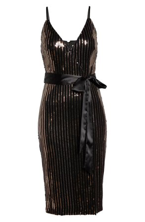 Chelsea28 Sequin Stripe Faux Wrap Cocktail Dress | Nordstrom
