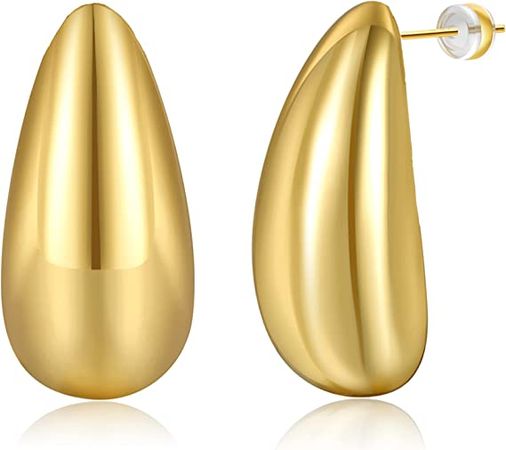 Amazon.com: Senteria Gold Bottega Earring Dupes For Women,Lightweight 14k Gold Plated Long Waterdrop Earrings,Hypoallergenic Chunky Gold Hoop Earrings For Women Girls : Clothing, Shoes & Jewelry