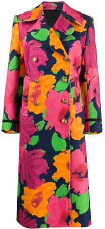 floral print double-breasted coat