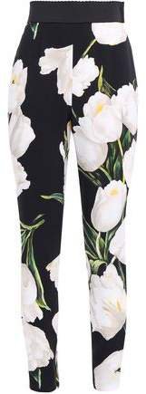 Cropped Floral-print Crepe Slim-leg Pants