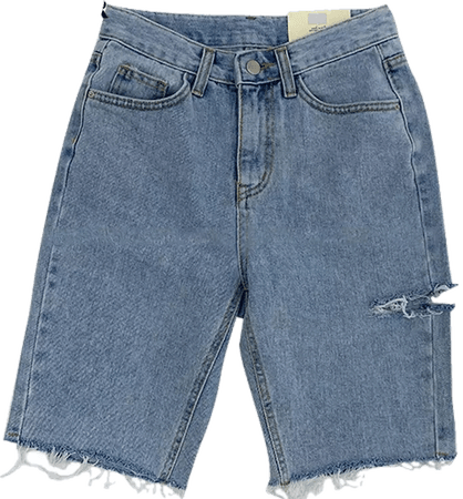 Бермуды джинсовые с рваниной и необработанным краем