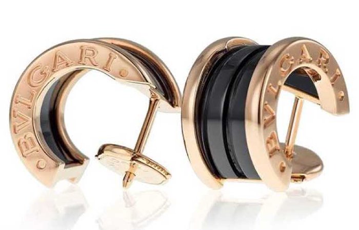 Bvlgari earrings gold and black mini hoop