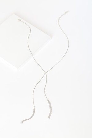 Lovely Silver Necklace - Fringe Necklace - Drop Necklace - Lulus