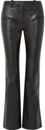 Serge Leather Bootcut Pants - Black