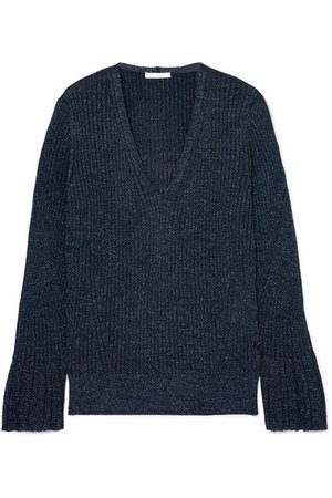 Chloé | Metallic ribbed-knit sweater | NET-A-PORTER.COM