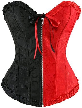 Amazon.com: Women's Bustier Corset Top Sexy Lingerie Sets Black Satin Waist Cincher Black red 6XL: Clothing, Shoes & Jewelry