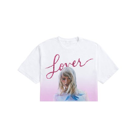 Taylor Swift Album Cover Crop Tee (Pink and White Color Fade)