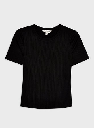 Black Short Sleeve Clean Rib T-Shirt | Miss Selfridge