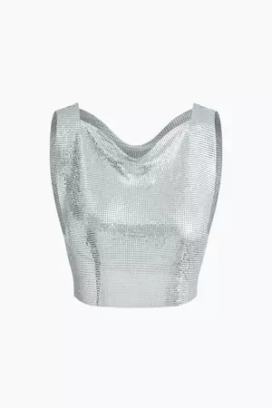 Sequin Chainmail Crop Tank Top – Micas