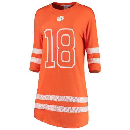 Clemson Tigers Women's Mesh Sleeve Stripe Game Day Modal Dress - Orange