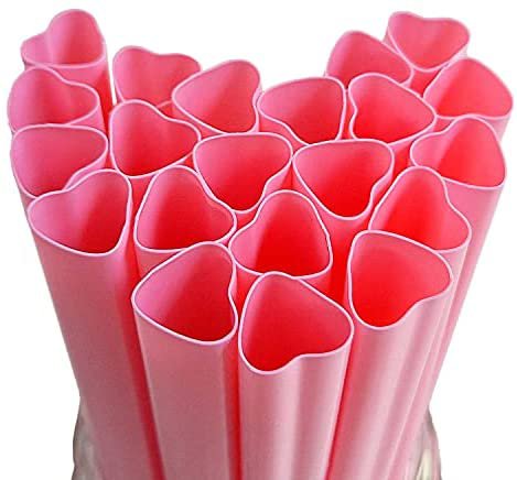 Amazon.com: The best MOON Jumbo Smoothie Straws Heart shaped Pink Straws Disposable Drinking cute straws Individually Wrapped Pink Plastic Straws milkshake Valentines day Champagne valentine's day 50pcs : Health & Household