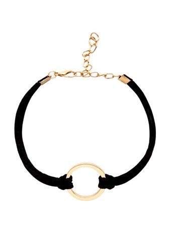 Black Round Charm Suede String Bracelet