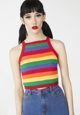 Lazy Oaf Rainbow Knit Crop Top | Dolls Kill