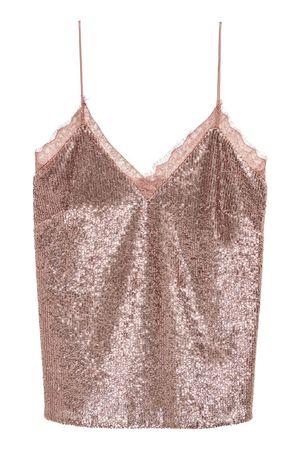 Sequined Camisole Top - Dusky pink - Ladies | H&M CA