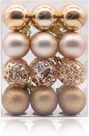 Amazon.com: AMS 60mm/24ct Christmas Ball Pierced Trees Pendant Shatterproof Ball Ornament Seasonal Decorations Ideal for Xmas, Holiday and Party Widgets (2.36", Champagne): Furniture & Decor