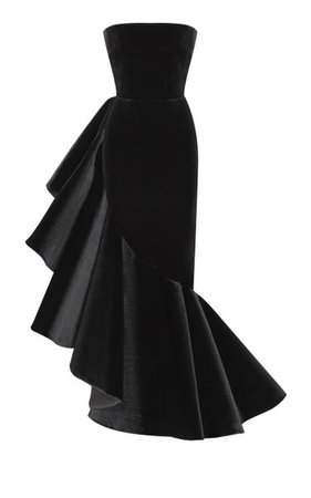 Ruffled Velvet Strapless Gown By Rasario | Moda Operandi