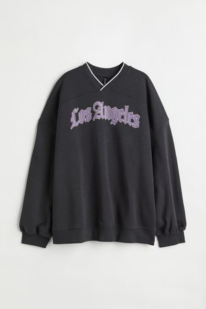 Oversized Sweatshirt - Black/Los Angeles - Ladies | H&M US