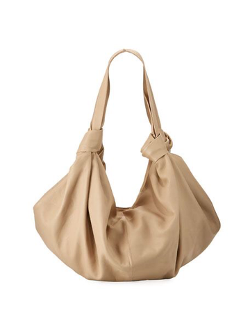 beige leather slouch bag