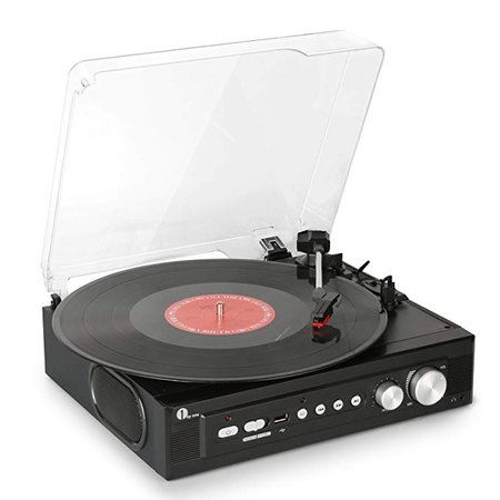 1byone Belt-Drive 3-Speed Mini Stereo Turntable with Built in Speakers, Supports Vinyl to MP3 Recording, USB MP3 Playback, Stereo Headphone Jack, Pitch Control and RCA Output, Black: Amazon.ca: Electronics