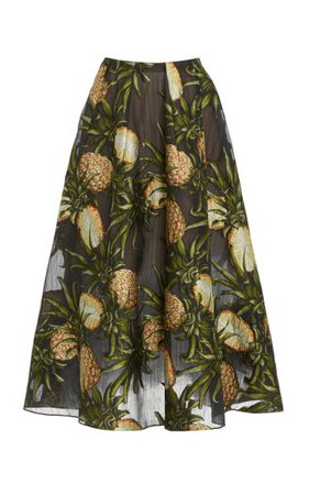 Fil Coupe Pleated Silk-Blend Skirt By Oscar De La Renta | Moda Operandi