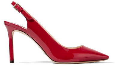 Erin 85 Patent-leather Slingback Pumps - Red