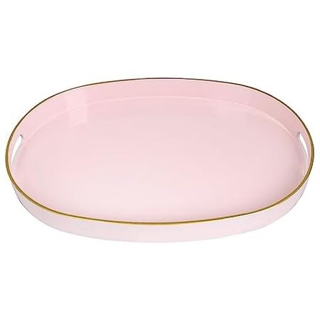 Amazon.com: MAONAME 13" Round Tray, Pink Serving Tray with Handles, Modern Decorative Tray for Coffee Table, Plastic Ottoman Tray for Ottoman, Bathroom, Decor : Home & Kitchen