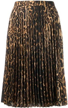 leopard-print pleated skirt