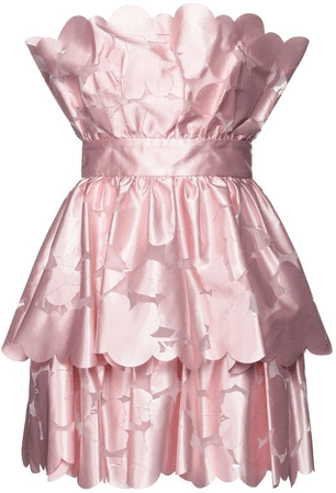 blush mauve strapless floral dress