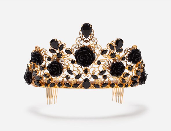 Tiara with resin floral embellishment and rhinestones | Dolce & Gabbana