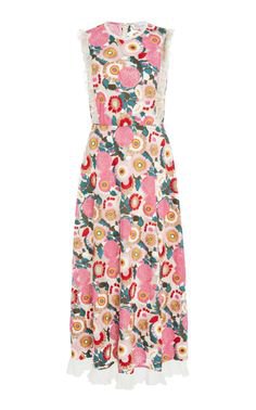 Floral-Embroidered Tulle Midi Dress by RED VALENTINO