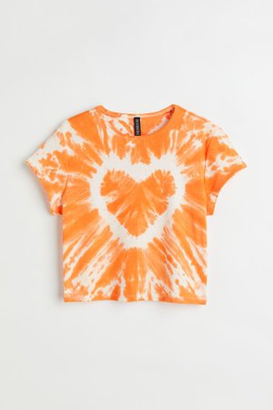 Printed Crop Top - Orange/tie-dye - Ladies | H&M US