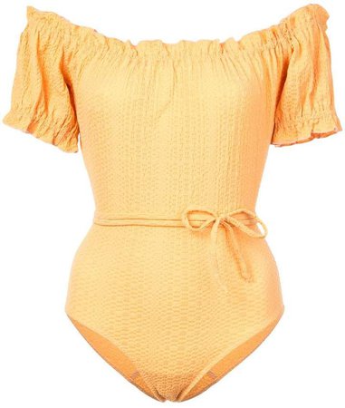 off-the-shoulder swimsuit