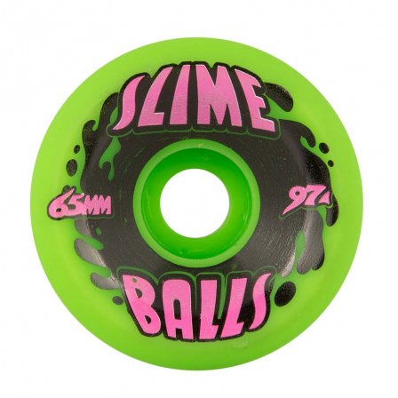 Slime Balls Wheels: 65mm Splat Big Balls Neon Green 97a Slime Balls Skateboard Wheels