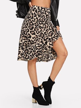 Knot Side Leopard Print Skirt | SHEIN