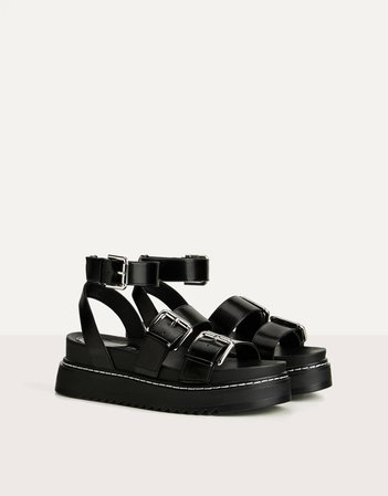 Strappy platform sandals with buckle - New - Bershka United States