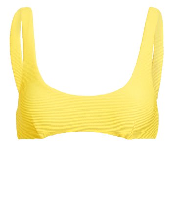 Yellow Rib Scoop Neck Bikini Top