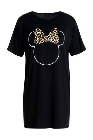 Disney Minnie Leopard Bow Tshirt Dress | boohoo